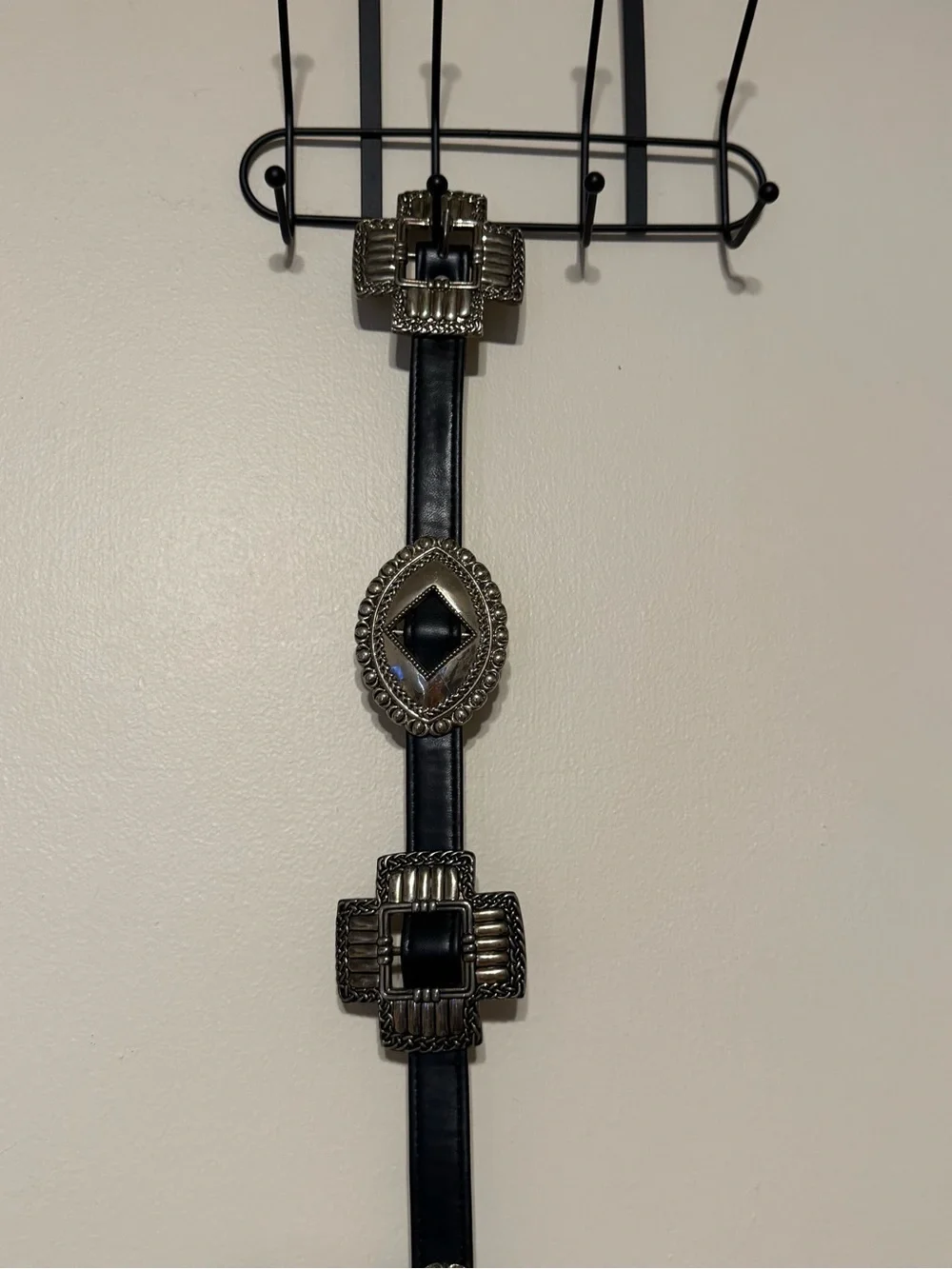 Black Western-Inspired Leather Belt with Silver Conchos Rodeo Western Southwest